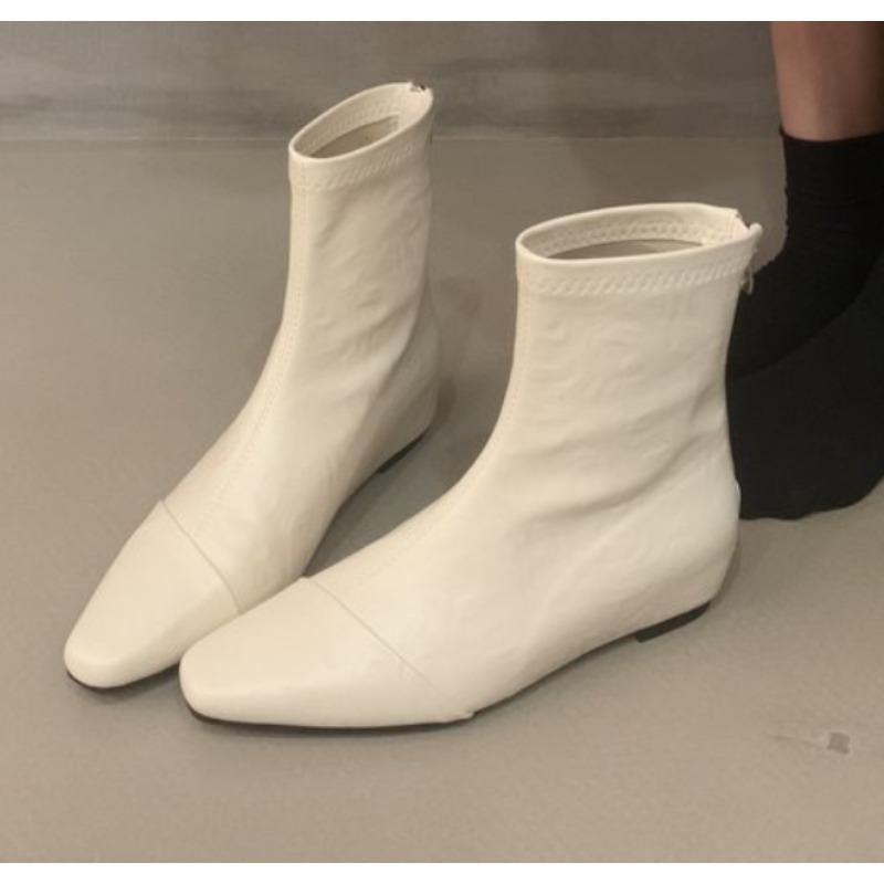 

Fashion New Fashion Women s Retro Short Boot Women s Autumn/Winter Genuine Leather Pointed Boots Flat Bare Shoes for Women Thin Shoes 40 бежевый