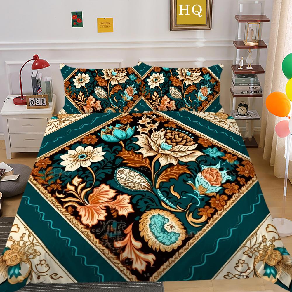 Set Biancheria da Letto Matrimoniale Alta Qualità Fiori Stampa 3D Copriletto Donna Decorazione Camera da Letto