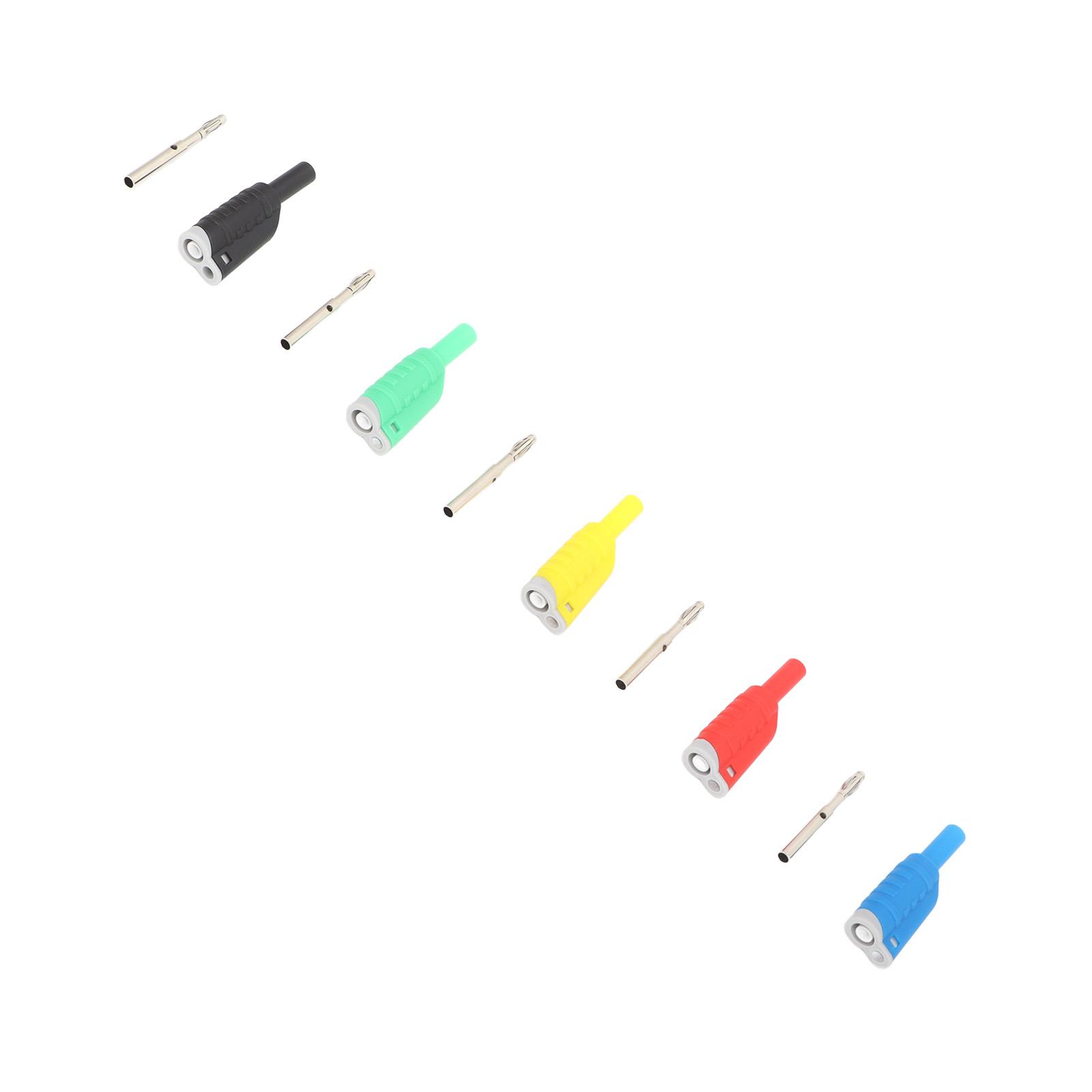 

5 Pcs 4mm Stackable Banana Plug 5 Colors Safety Insulated Banana Plug Connector 1000V Maximum 25A