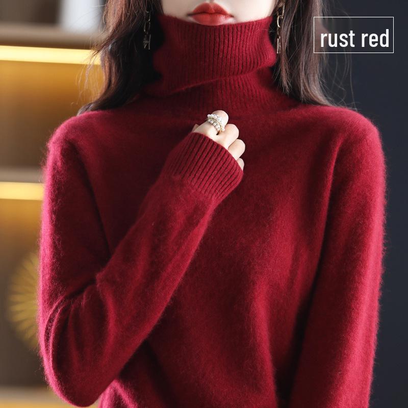 2026 Autumn/Winter Women's High Neck Mink Cashmere Sweater: Loose, Thick, and Versatile Knit Base Layer
