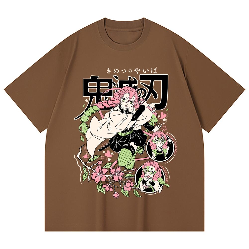 230 Gsm 100% Cotton Demon Slayer V6 Mitsuri Print Unisex Heavy Cotton T Shirt