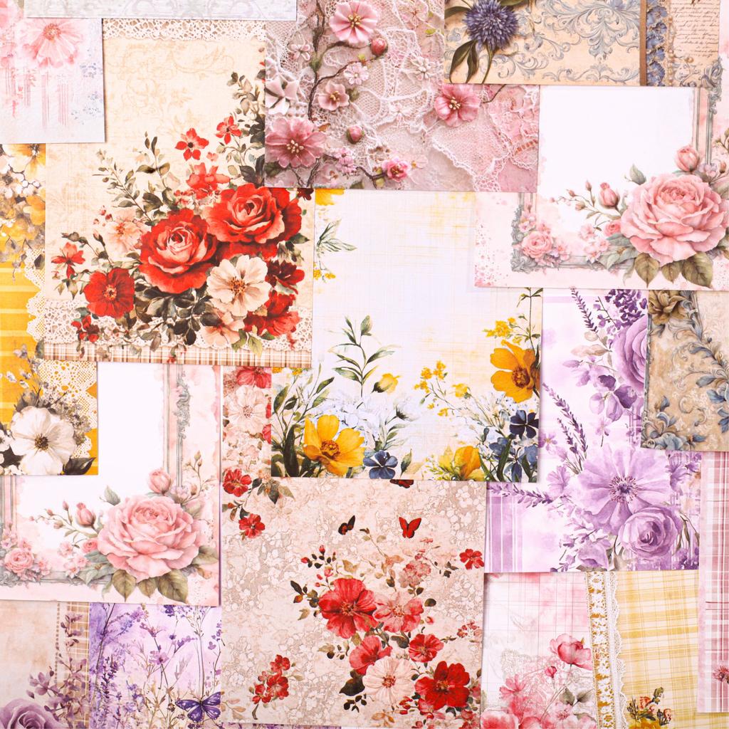 30 Sheets Floral Corner Design Paper For Creative Journal Collage Handmade Greeting Cards Scrapbooking Planner Notebook Gift
