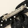 Womens Pearl Hair Clip With Ruffle Bow Long Tail Pin Handmade Fabric Accessory Winter
