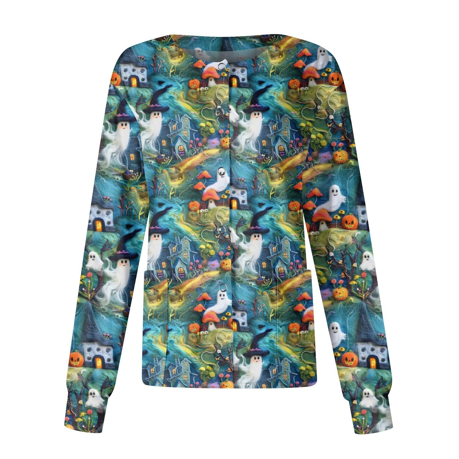 

Женский однобортный защитный комбинезон с длинным рукавом и карманом, рабочий воротник-стойка, кардиган, куртка, топ XXXL