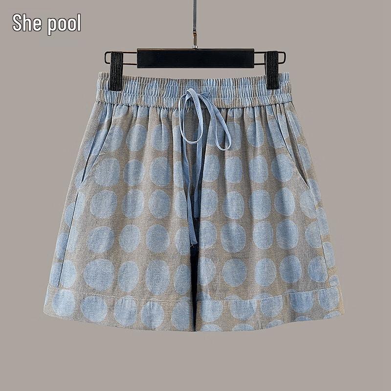 Women s Polka Dot Wide-Leg Casual Shorts M
