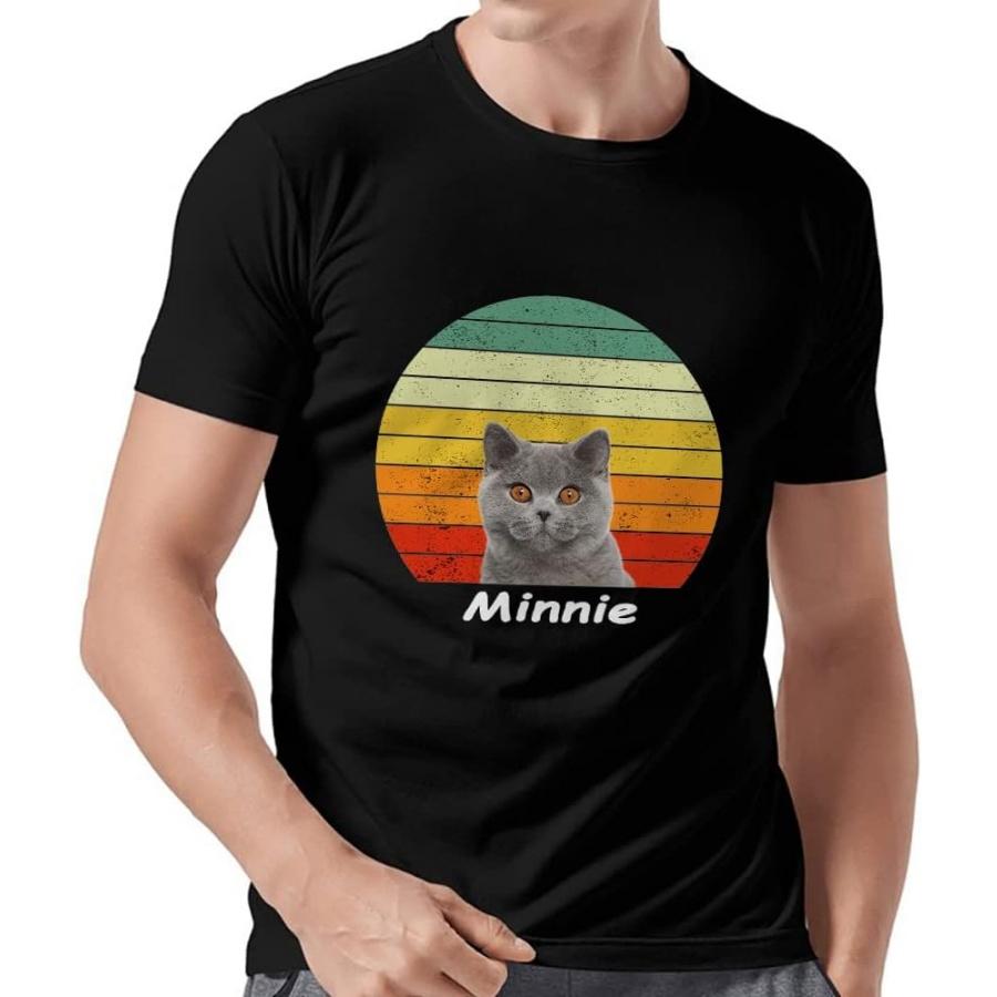 

CafeTime Cute British Shorthair Cat T-Shirt Rainbow Stripe Short Sleeve Shirts for Men Custom Name Cotton Multi Colors XXXXXL різнокольоровий