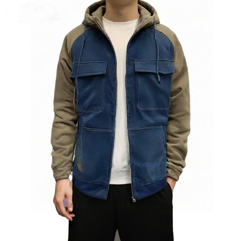 Men's Long Sleeve Hooded Sweatshirt Jackets Casual Thick Hoodies Men Fashion Vintage Hooded Hoodie Outerwear
