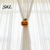 Autumn Curtain Tieback Halloween Pumpkin Tieback, Plush Fabric Strap Durable Holder, Decorative Draperies Holdback for Home Holiday Party Decor Strong