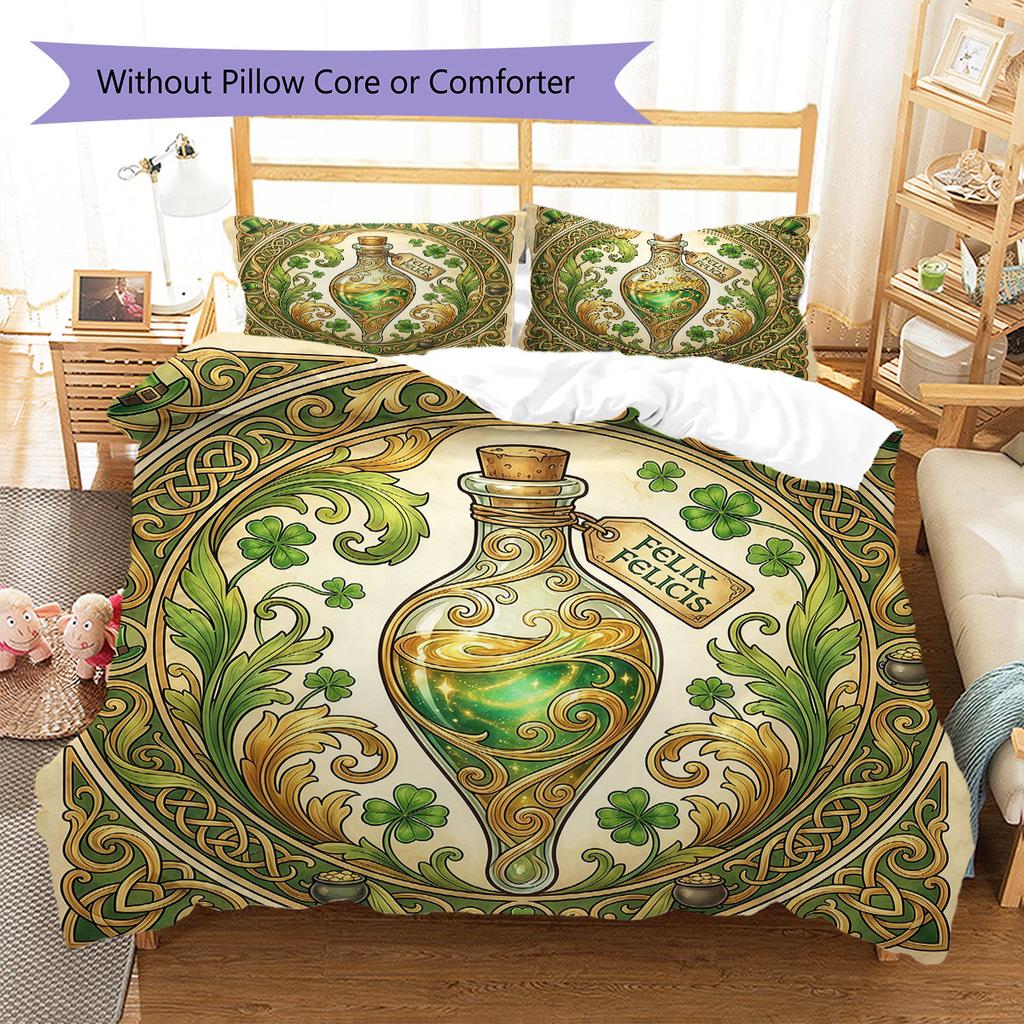 HarryPotter Pattern Bedding Quilt Set Quilt Cover Pillowcase Home Decoration Birthday Gift (1 * Duvet Cover + 2 * Pillowcase, Without Core)