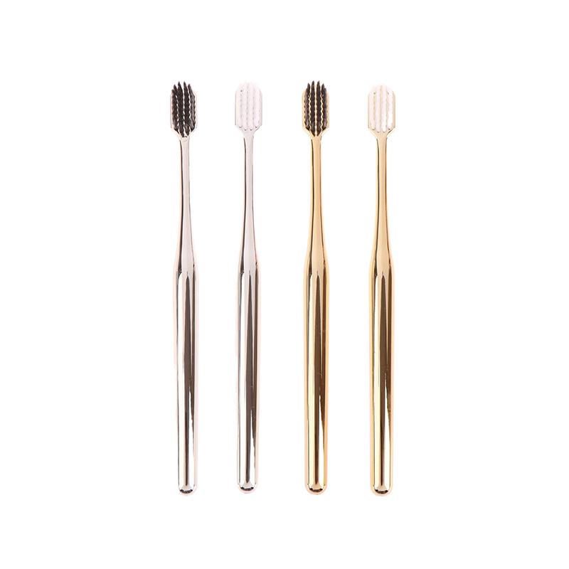 1Pc Luxury Soft Toothbrush Men Women Adult Tooth Brush Electroplate Gold Silver Color Dental Brushes Toothbrushes