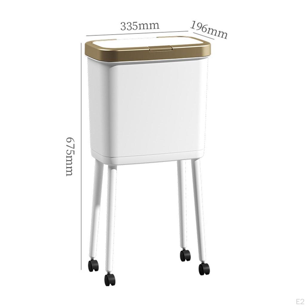 Trash Bin with Wheels Garbage Can 15L 360° Rotation Practical Waste for Office