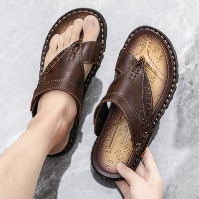 Herre Sommer Flip-flops 2024 Luksus Kunstskinn Avslappede Barfot Sko For Menn Komfortable Utendørs Tøfler Og Sandaler
