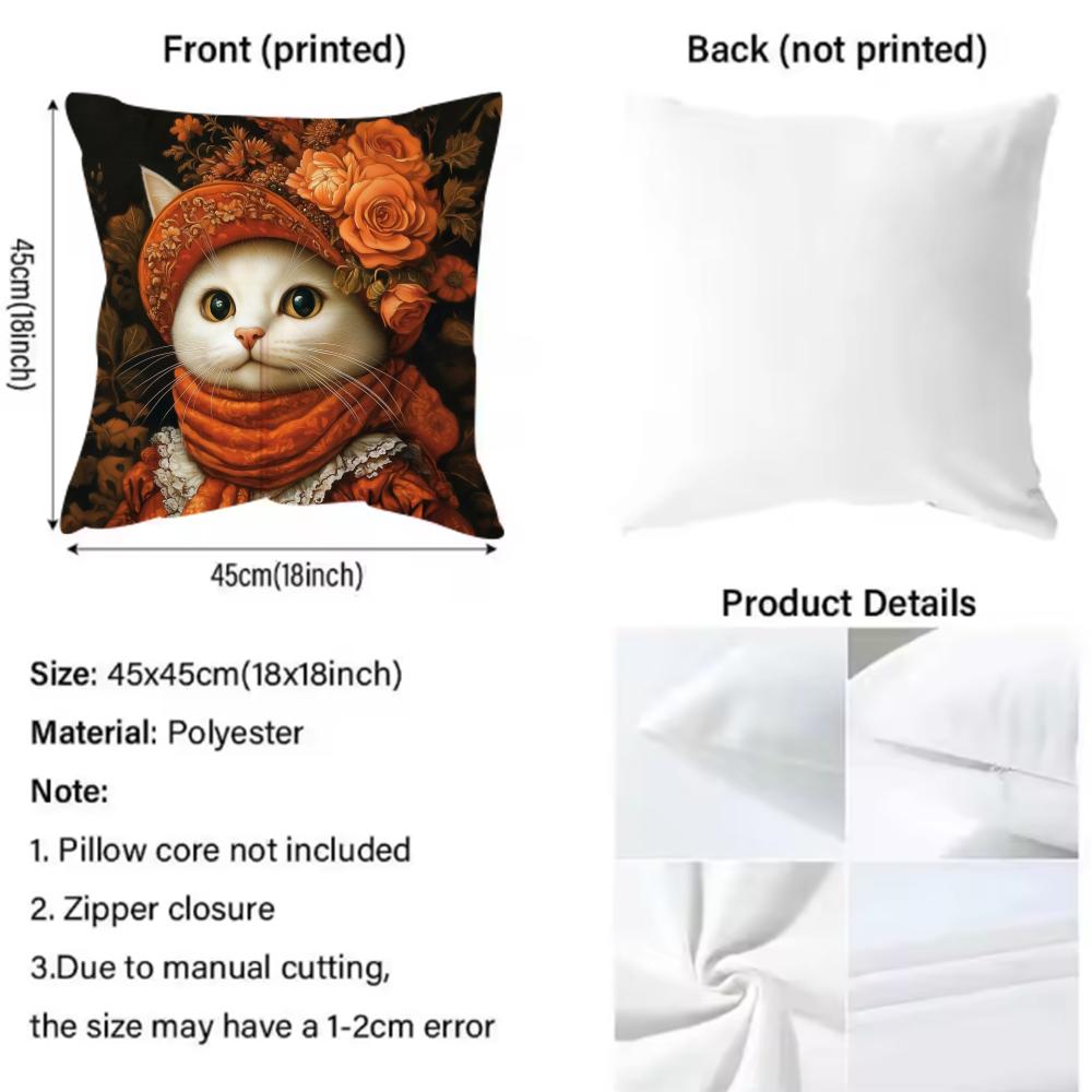 Cute Cat Printing Decorative Cushion Cover Pattern Printed Pillowcase for Living Room Sofa Cushion Cover & Bedroom Decor