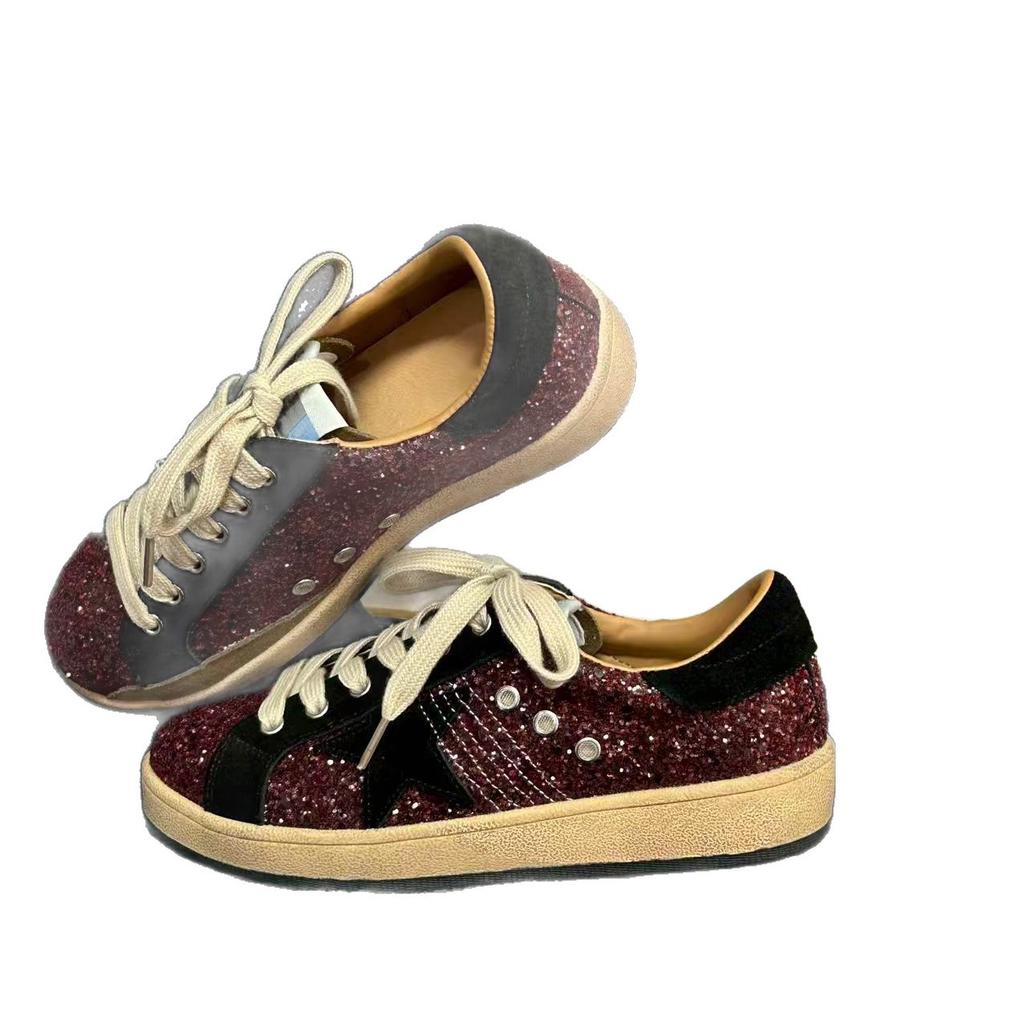 2025 new high version stars old small dirty shoes women's flat white shoes inner height increase couple large size casual shoes