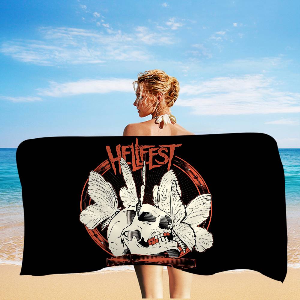 Famoso Festival Musicale H-Hellfest Coperta in Microfibra Asciugatura Rapida Teli da Spiaggia Stampa Oversize Coperta Asciugamano Super Assorbente