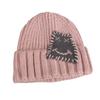 Expression Pattern Embroidery Knit Hat Women Autumn Winter Warm Thick Earmuff For Casual Outdoor Use