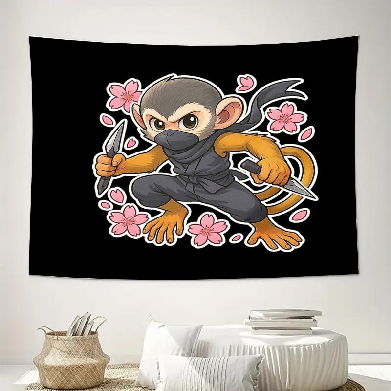 Ninja Tapestry Wall Hanging Anime Japanese Samurai Decor Room Aesthetic Vaporwave Dark Academia Tapestry Bedroom Decor