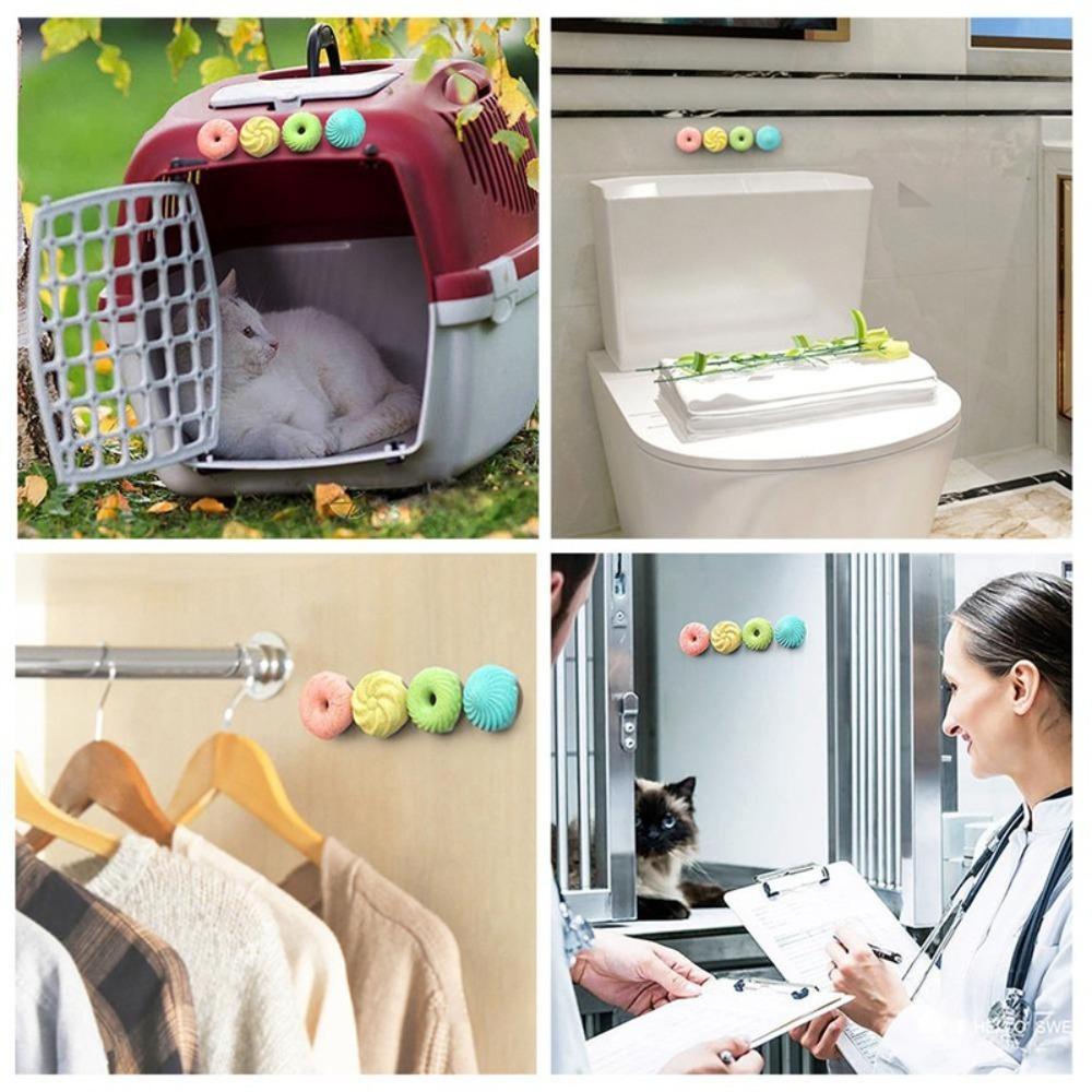 4pcs Donut Shaped Pet Deodorizer Light Fragrance Litter Box Odor Remover Pet Travel Carrier