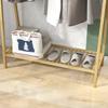 Bamboo Clothes Rack Wooden Coat Hanger With Shoe Shelf Dim 110L X 42W X 152H Cm