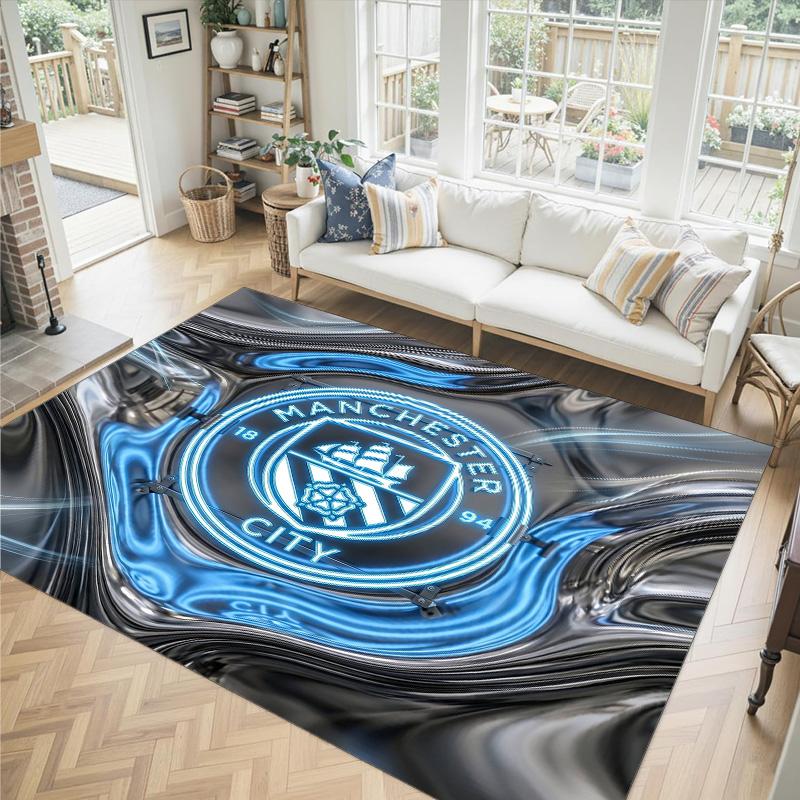 Manchester City Design Crystal Velvet Carpet Cozy Non?Slip Printed Rug For Bedroom Living Room Entrance
