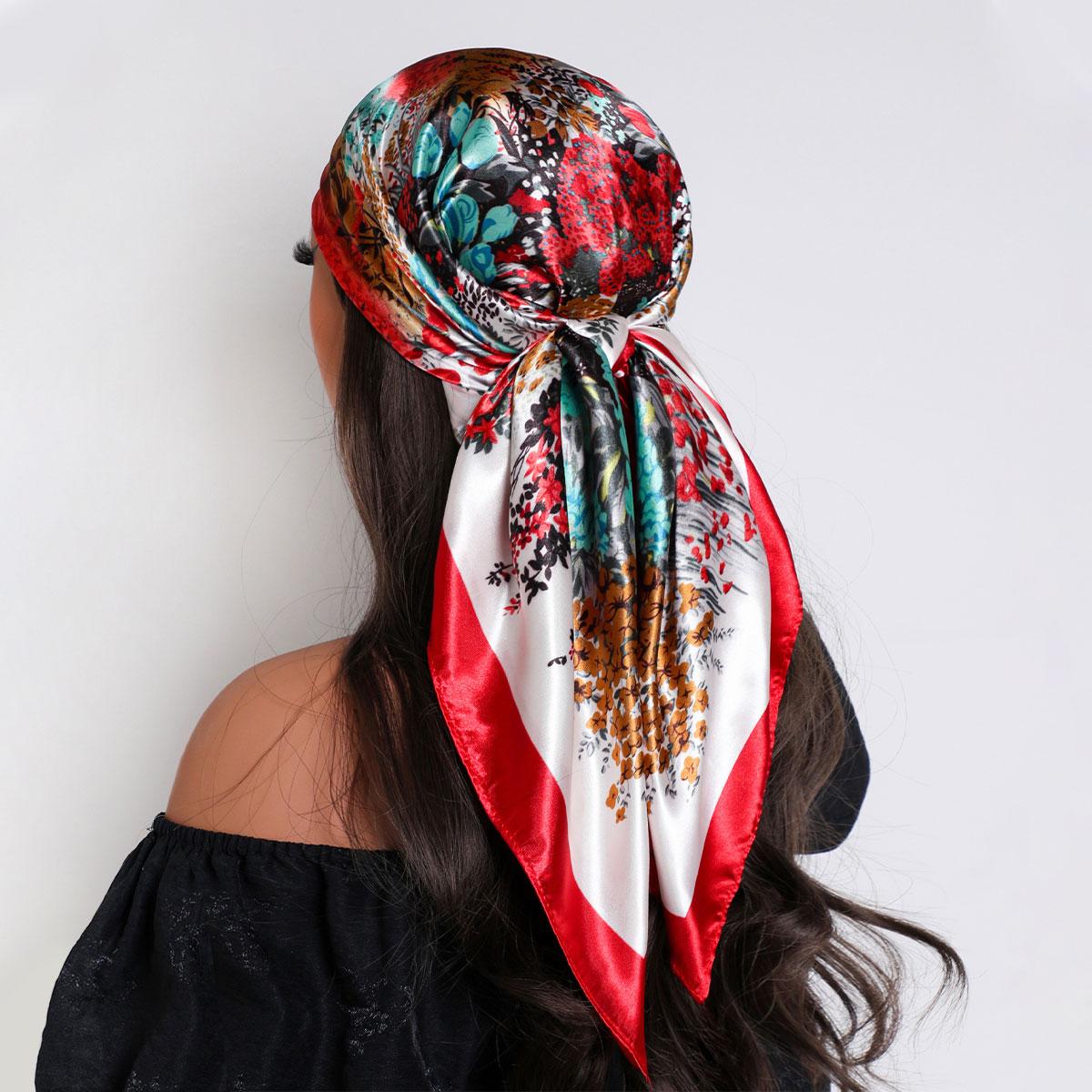

Luxury Silk Scarves Women Luxury Summer Fashion Designer Head/Hair Scarf 90*90Cm Hijab Bandana Cheveux Foulard Femme