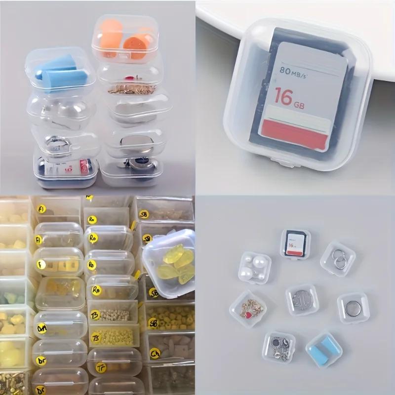 100/1 Stück Mini Schmuckaufbewahrungsboxen Kunststoff Transparent Quadratisch Aufbewahrungsbox für Pillen Ohrringe Ringe Staubdichter Schutz Verpackungsbox