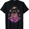 Meditating Astronaut Planets Colorful Lotus Women Meditation T-Shirt