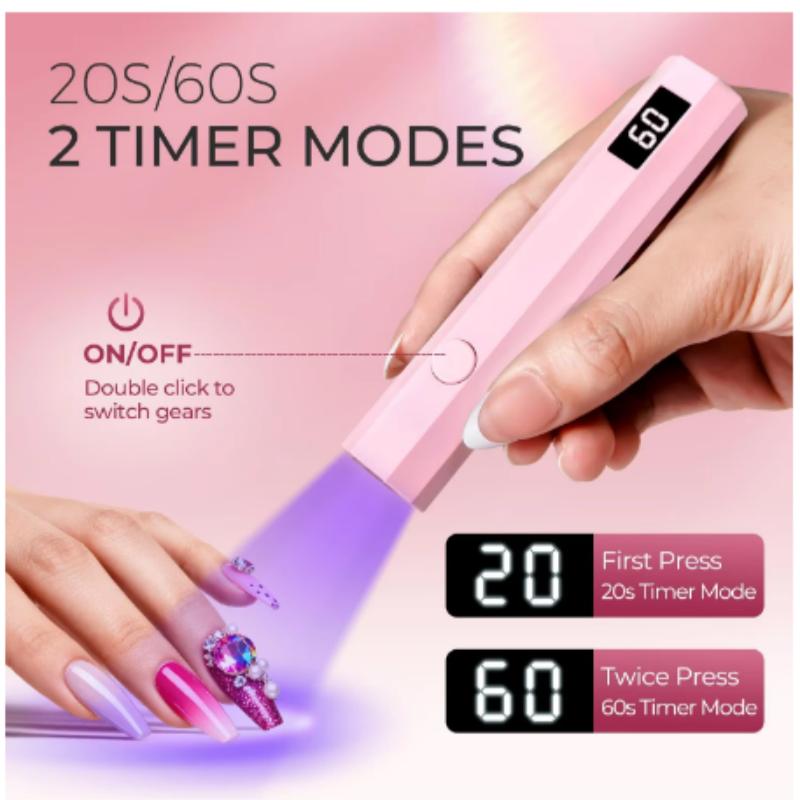 Cordless UV/LED Nail Lamp Set Handheld Light with Stand LCD Display Rechargeable USB Gel Nail Dryer for Quick Curing