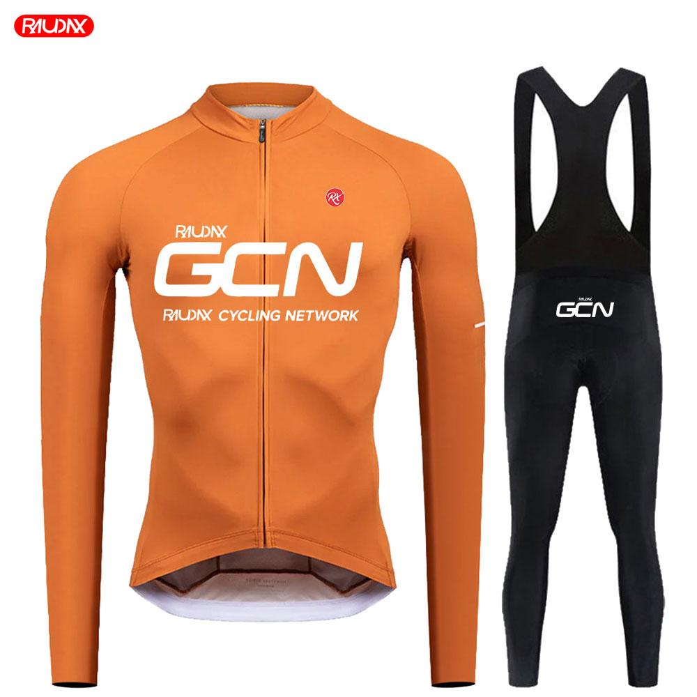 Raudax GCN Man's Long Sleeves Cycling Jersey Sets Mountain Bike Cycling Wear Road Bike Cycling Sportswear Ropa Ciclismo Maillot