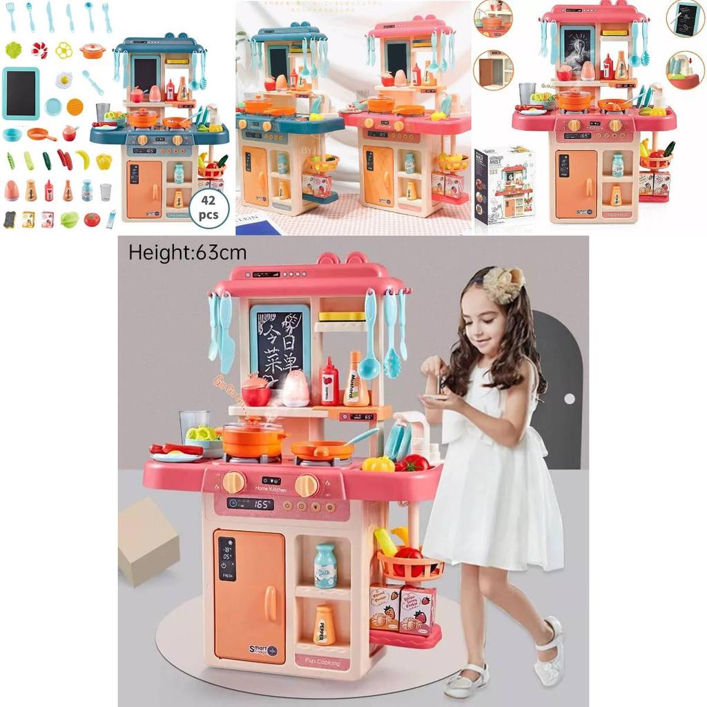 Large Educational Kids Kitchen Toy Set With Realistic Cooking Features And Spray Function