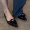 Pointed Low-heeled Small Leather Shoes Women's French Bow Shallow Mouth Mary Jane Shoes Commuter Versatile Small Single Shoes