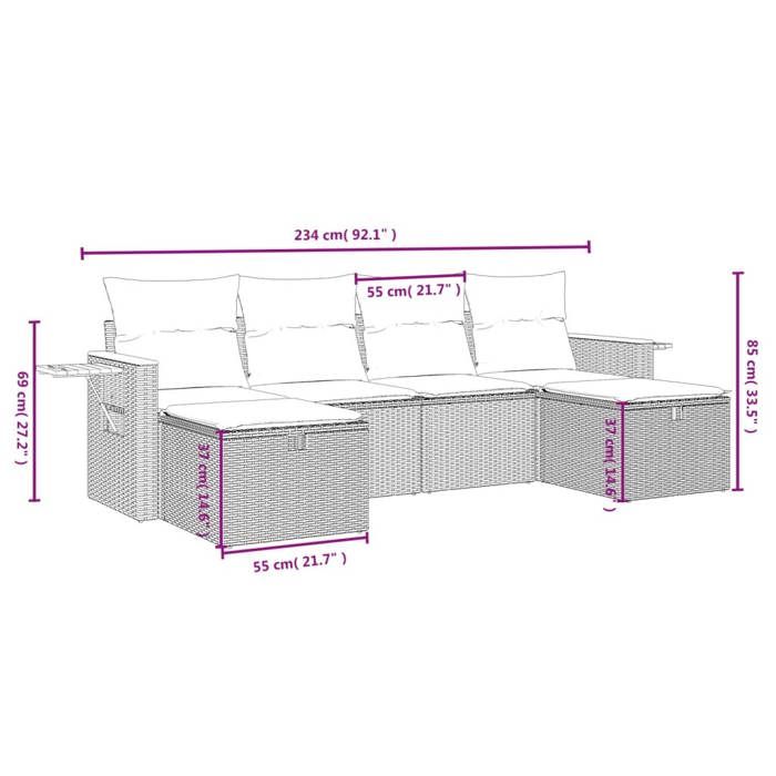 VidaXL Garden Lounge Set with Cushions 6 Pcs, Patio Sofas, Patio Furniture Set, Outdoor Furniture, Beige 3265559