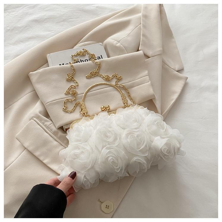 New summer sweet rose dinner chain bag banquet handbag cheongsam evening dress literary diagonal bag