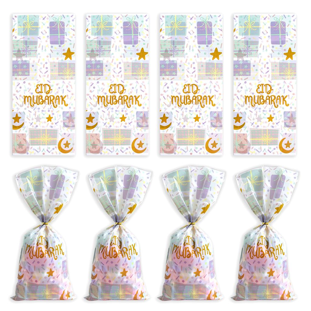50pcs Ramadan Kareem Gift Bags Eid Mubarak Plastic Candy Cookie Bag 2025 Islamic Muslim Party Decor Eid Al-fitr Ramadan gifts
