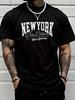 ' New York' Creative Print Men's Casual T-Shirt, Summer Fashion Crew Neck Short Sleeve Top, Modern Streetwear Style For Men
