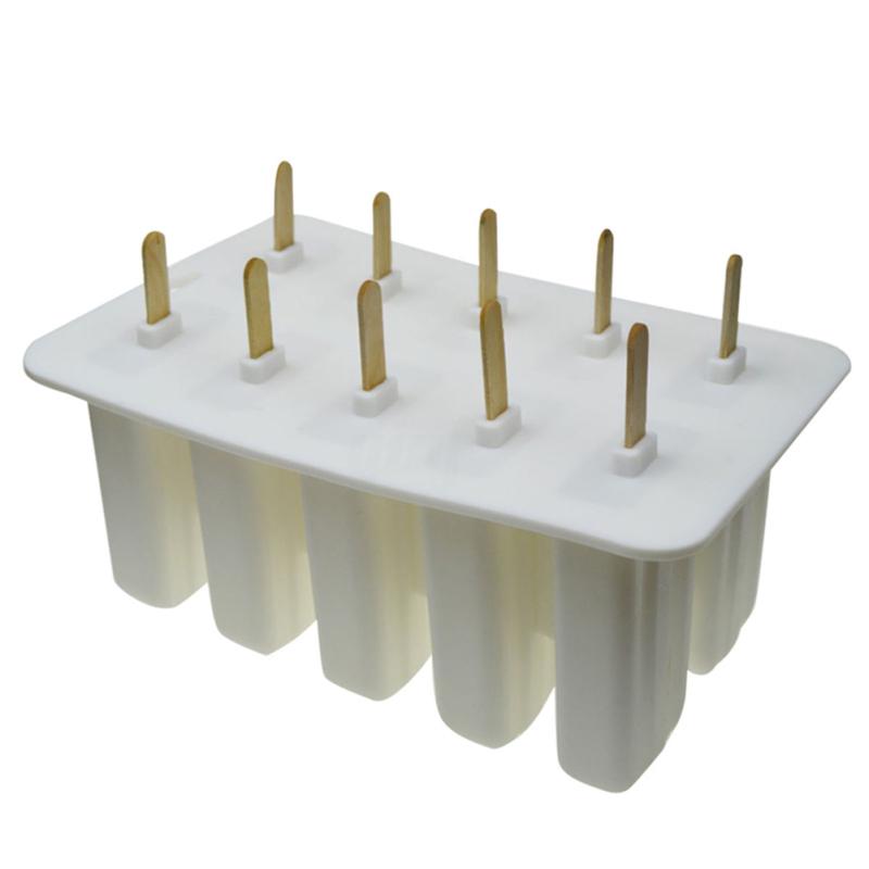 10 Zellen Eis am Stiel Eisform Gefroren Silikon Eis am Stiel Maker Form Eiswürfelbehälter mit Deckel