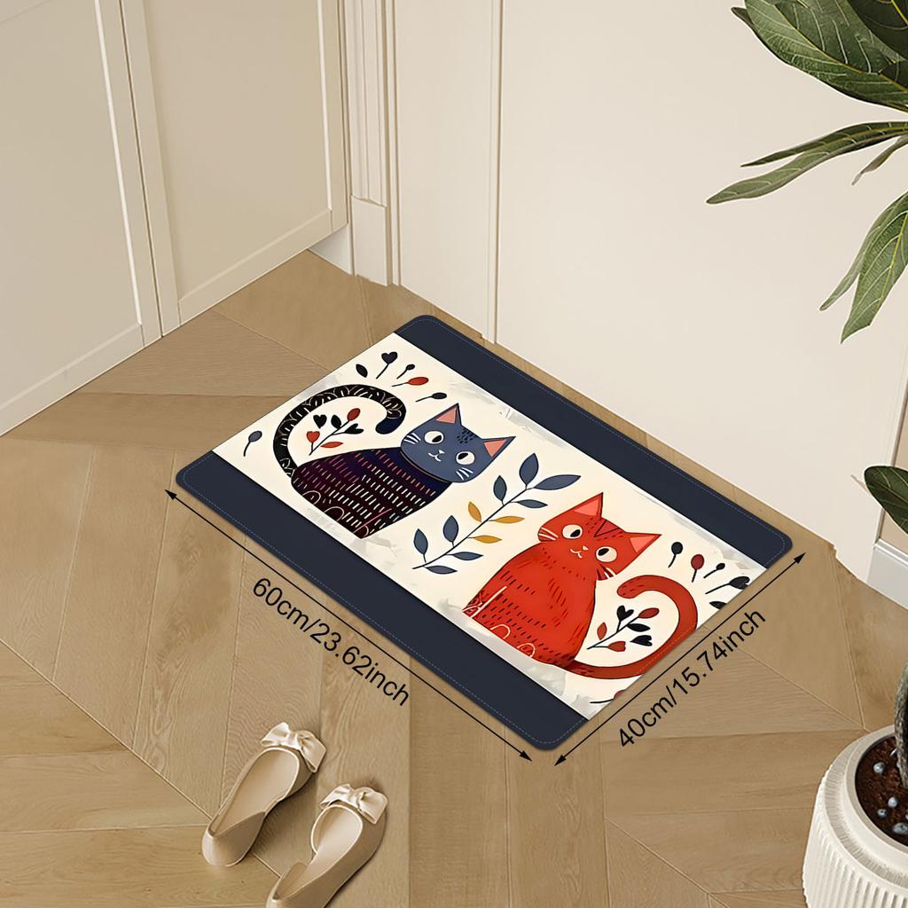 Cartoon Cute Kitten Carpet Long Carpet Runner Rug Kitchen Rug Soft Doormat Winter Warm Welcome Mat Living Room Carpet Rug
