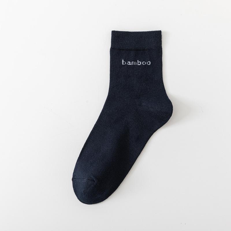 

Bamboo Fiber Men s Mid-Calf Breathable Business Socks - All-Season Sweat-Absorbent Individually Packaged