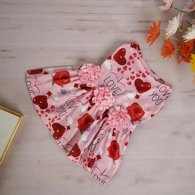 Rochie pentru animale de companie Haine pentru câini Rochie cu trandafiri de vară Top cireș Teddy Pomeranian Haine drăguță Haine pentru câini pentru câini de talie mică