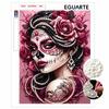 DIY Pearl Bead Art Canvas Elegant Sugar Skull Rose Pattern Frameless 3D Painting Kit for Bedroom Living Room Wall Decor Craft Gift