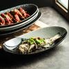 ZISIZ Japanese Style Ceramic Oval Fish Plate