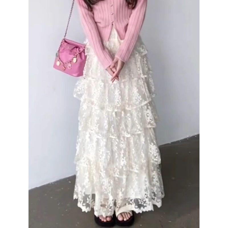 

Beautiful Two-Piece Set for Early Spring, Unique and Stylish with a High-End Feel, Gradient Knit Sweater and Slimming Skirt Set for Women Skirt M [Recommendation 40-50kg]