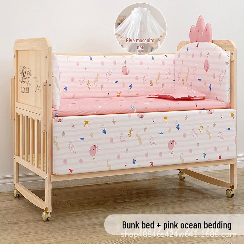 Convertible Crib: Portable, Multi-Functional Solid Wood Baby Bed and Newborn Cradle.