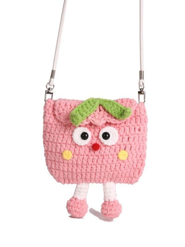 Cute Watermelon Woven Handbag With Magnetic Closure For Daily Use