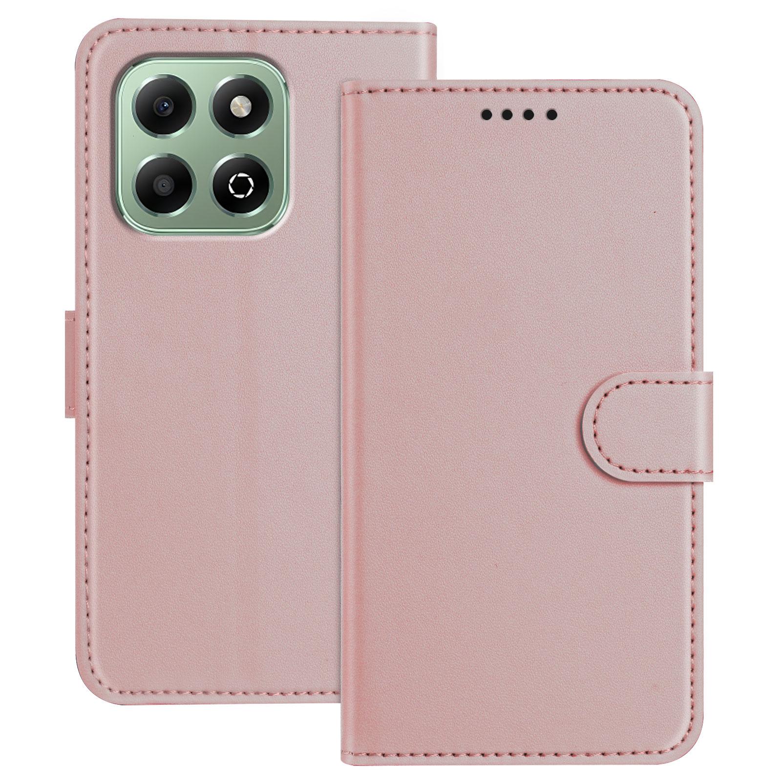 

For Honor X6a 4G/Honor X6b 4G Leather Case Wallet Stand Solid Color Anti Drop Phone Cover Rose Gold