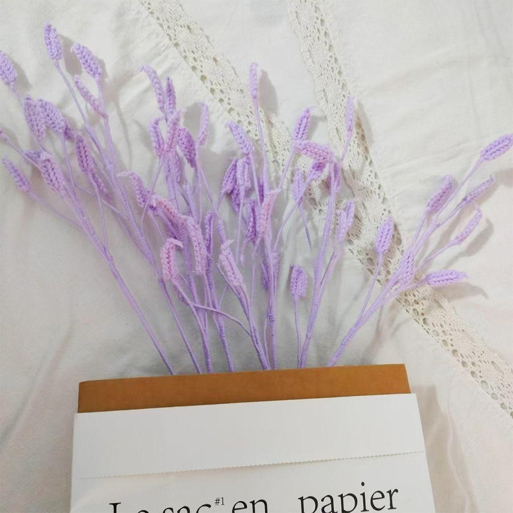 Homemade Crochet Artificial Flowers Cute Woven Plants Branch Wedding Party Decor