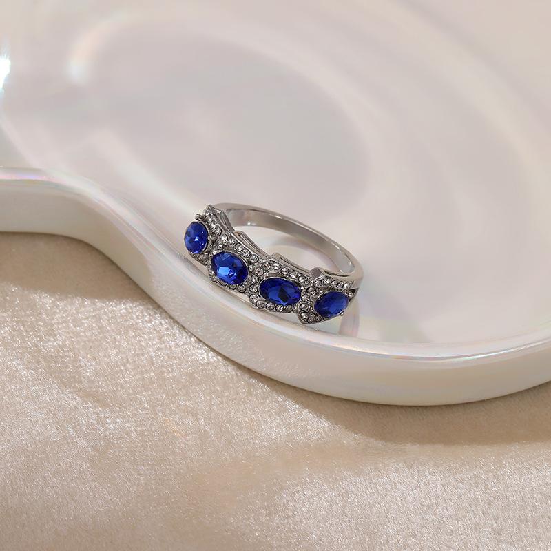 

Рейнский синий кольцо с новым цирконом элегантные аксессуары для знаменитостей кольцо в стиле ретро журнал No. 11 синий