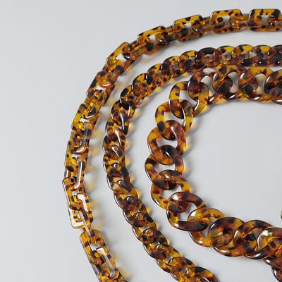 Vintage-Leopardenmuster-Acrylharz-Kette, kontrastierende Retro-Handmade-abnehmbare dicke Kette, dekorative Taschenkette