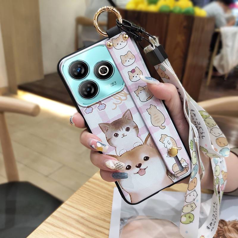 Waterproof Wristband Phone Case For ZTE Blade A75 4G/Z2359 Anti-dust Kickstand Durable Dirt-resistant Phone Holder Cute