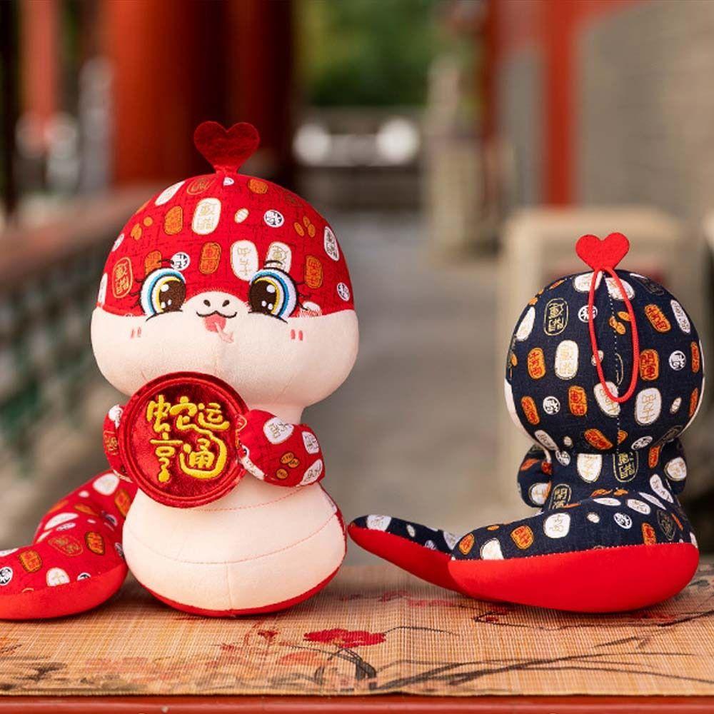 Stuffed Snake Year Mascot Toy Cute Lucky Snake Doll Plushies  Birthday Gifts
